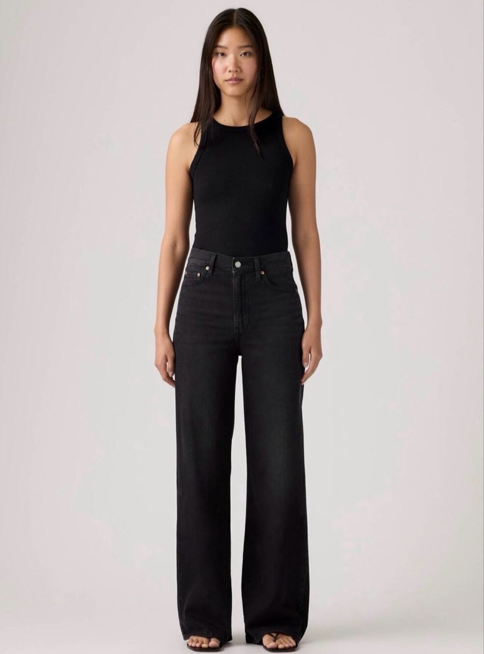 Levi’s Women’s Ribcage Wide-Leg Lightweight Black Jeans Size 28 *EUC